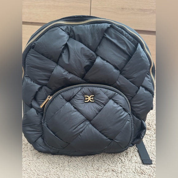 Sam Edelman-Black Quilted Backpack with Gold Accents - Picture 1 of 6